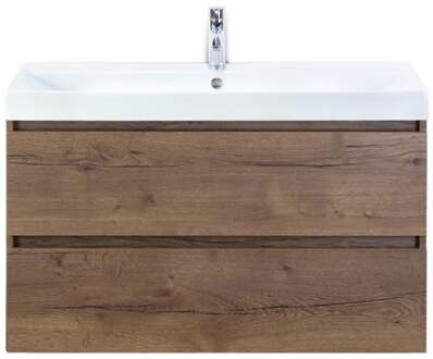 Maxx XL Badmeubelset 100 cm - Tabacco - Wastafel Just 1 Kraangat