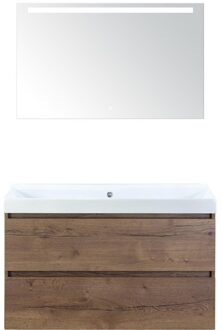 Maxx XL Badmeubelset 100 cm - Tabacco - Wastafel Just Zonder Kraangat met LED Spiegel