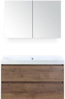 Maxx XL Badmeubelset 100 cm - Tabacco - Wastafel Just Zonder Kraangat met Spiegelkast
