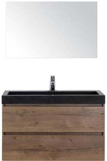 Maxx XL Badmeubelset 100 cm - Tabacco - Wastafel Lucca 1 Kraangat met Spiegel