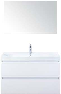 Maxx XL Badmeubelset 100 cm - Wit Hoogglans - Wastafel Just 1 Kraangat met Spiegel