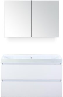 Maxx XL Badmeubelset 100 cm - Wit Hoogglans - Wastafel Just Zonder Kraangat met Spiegelkast