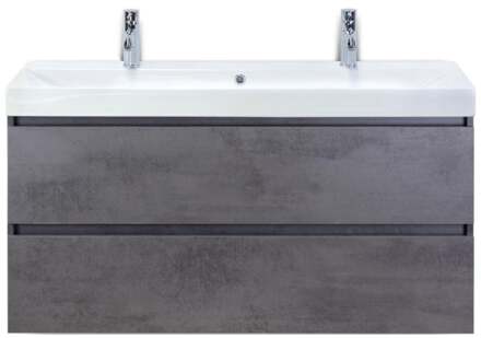 Maxx XL Badmeubelset 120 cm - Beton Antraciet - Wastafel Just Enkel 2 Kraangaten