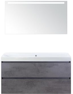 Maxx XL Badmeubelset 120 cm - Beton Antraciet - Wastafel Just Enkel Zonder Kraangat met LED Spiegel