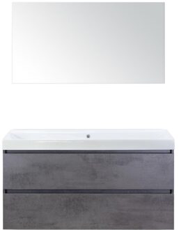 Maxx XL Badmeubelset 120 cm - Beton Antraciet - Wastafel Just Enkel Zonder Kraangat met Spiegel