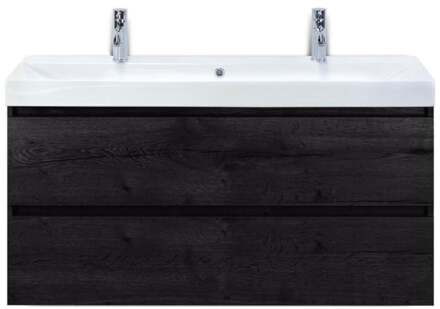 Maxx XL Badmeubelset 120 cm - Black Oak - Wastafel Just Enkel 2 Kraangaten