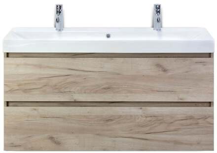 Maxx XL Badmeubelset 120 cm - Craft Oak - Wastafel Just Enkel 2 Kraangaten