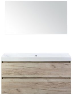 Maxx XL Badmeubelset 120 cm - Craft Oak - Wastafel Just Enkel Zonder Kraangat met Spiegel