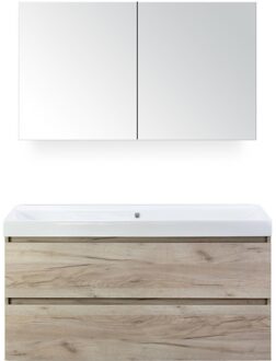 Maxx XL Badmeubelset 120 cm - Craft Oak - Wastafel Just Enkel Zonder Kraangat met Spiegelkast