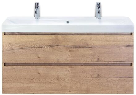 Maxx XL Badmeubelset 120 cm - Natuur Eiken - Wastafel Just Enkel 2 Kraangaten
