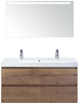 Maxx XL Badmeubelset 120 cm - Tabacco - Wastafel Just Enkel 2 Kraangaten met LED Spiegel