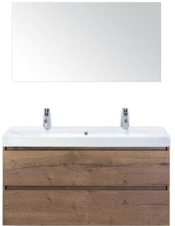 Maxx XL Badmeubelset 120 cm - Tabacco - Wastafel Just Enkel 2 Kraangaten met Spiegel
