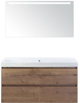 Maxx XL Badmeubelset 120 cm - Tabacco - Wastafel Just Enkel Zonder Kraangat met LED Spiegel