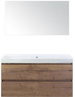 Maxx XL Badmeubelset 120 cm - Tabacco - Wastafel Just Enkel Zonder Kraangat met Spiegel