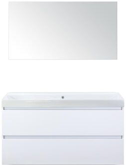 Maxx XL Badmeubelset 120 cm - Wit Hoogglans - Wastafel Just Enkel Zonder Kraangat met Spiegel