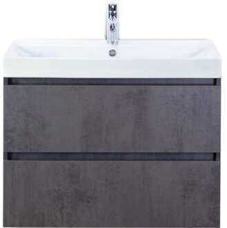 Maxx XL Badmeubelset 80 cm - Beton Antraciet - Wastafel Just 1 Kraangat