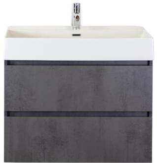 Maxx XL Badmeubelset 80 cm - Beton Antraciet - Wastafel Kube 1 Kraangat