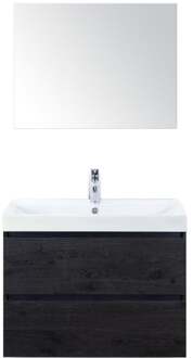 Maxx XL Badmeubelset 80 cm - Black Oak - Wastafel Just 1 Kraangat met Spiegel