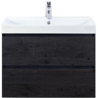 Maxx XL Badmeubelset 80 cm - Black Oak - Wastafel Just 1 Kraangat
