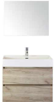 Maxx XL Badmeubelset 80 cm - Craft Oak - Wastafel Kube 1 Kraangat met Spiegel