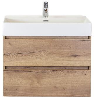 Maxx XL Badmeubelset 80 cm - Natuur Eiken - Wastafel Kube 1 Kraangat