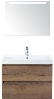 Maxx XL Badmeubelset 80 cm - Tabacco - Wastafel Just 1 Kraangat met LED Spiegel