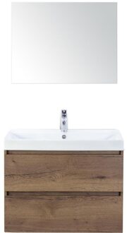Maxx XL Badmeubelset 80 cm - Tabacco - Wastafel Just 1 Kraangat met Spiegel