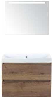 Maxx XL Badmeubelset 80 cm - Tabacco - Wastafel Just Zonder Kraangat met LED Spiegel