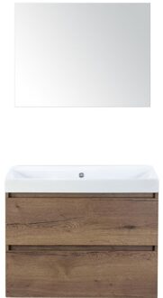 Maxx XL Badmeubelset 80 cm - Tabacco - Wastafel Just Zonder Kraangat met Spiegel