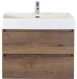 Maxx XL Badmeubelset 80 cm - Tabacco - Wastafel Kube 1 Kraangat