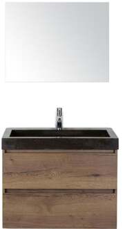 Maxx XL Badmeubelset 80 cm - Tabacco - Wastafel Lucca 1 Kraangat met Spiegel