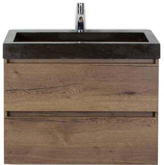 Maxx XL Badmeubelset 80 cm - Tabacco - Wastafel Lucca 1 Kraangat