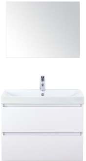 Maxx XL Badmeubelset 80 cm - Wit Hoogglans - Wastafel Just 1 Kraangat met Spiegel