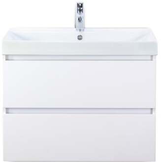 Maxx XL Badmeubelset 80 cm - Wit Hoogglans - Wastafel Just 1 Kraangat