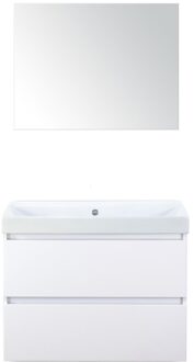 Maxx XL Badmeubelset 80 cm - Wit Hoogglans - Wastafel Just Zonder Kraangat met Spiegel