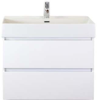 Maxx XL Badmeubelset 80 cm - Wit Hoogglans - Wastafel Kube 1 Kraangat