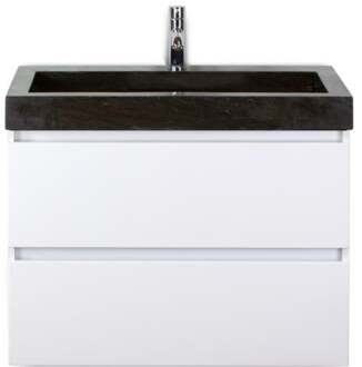 Maxx XL Badmeubelset 80 cm - Wit Hoogglans - Wastafel Lucca 1 Kraangat