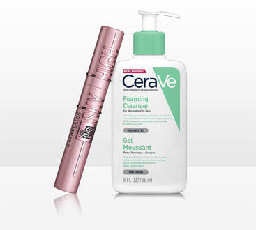 Maybelline CeraVe Foaming Cleanser and Maybelline Sky High Mascara Duo for Oily Skin