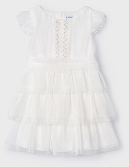 Mayoral Meisjes jurk tule plisse - Natural - Maat 134