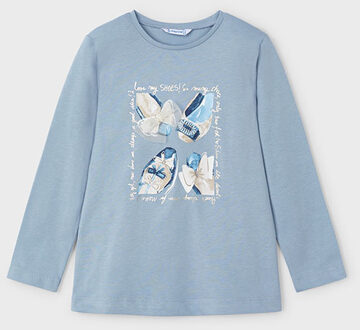 Mayoral Meisjes shirt lange mouw - Hemels blauw - Maat 98