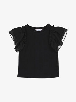 Mayoral Meisjes t-shirt ruches zwart - 116