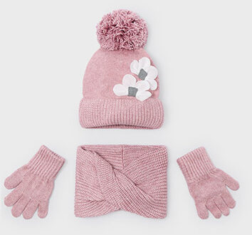 Mayoral winter muts-sjaal set meisjes - roze - Maat 128