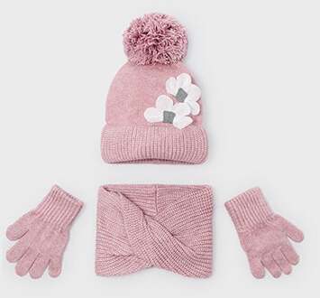 Mayoral winter muts-sjaal set meisjes - roze - Maat 140