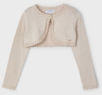 Mayoral Zomer bolero gebreid meisjes - beige - Maat 134