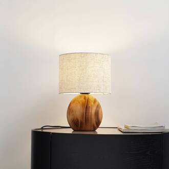 Mayumi tafellamp, hoogte 31 cm, hout, textiel Licht hout, lichtgrijs