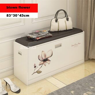 MAZ80 Gratis-Installatie Hout Kantelbakje Schoen Opbergkast Multifunctionele Verandering Schoen Kruk Schoenenrek Schoenen Proberen Kruk blown bloem