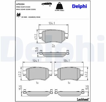 Mazda Remblokkenset, schijfrem LP3234