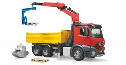 MB Arocs constructie vrachtwagen met kraan, pallet vorken, grijper en 2 pallets (03651)
