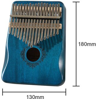 Mbira Mahonie Duim Vinger Piano 17 Toetsen Hout Kalimba W/Tuning Hamer Sticker Voor Muziek Liefhebbers Spelen Accessoires blauw