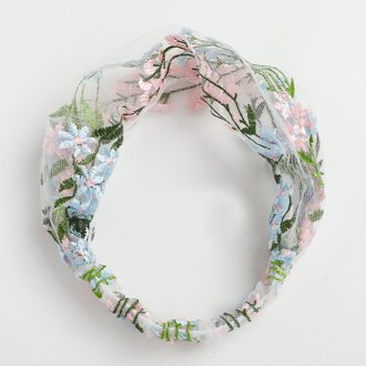 Mbroidery Kant Bloem Haarbanden Koreaanse Wassen Gezicht Haarband Headwrap Elastische Haarbanden E Haaraccessoires Vrouwen Brede Hoofdband Blauw